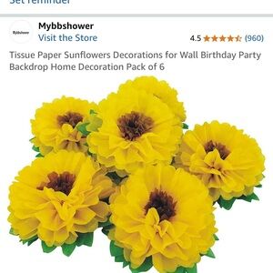 Yellow Tissue Paper Sunflower Decorations